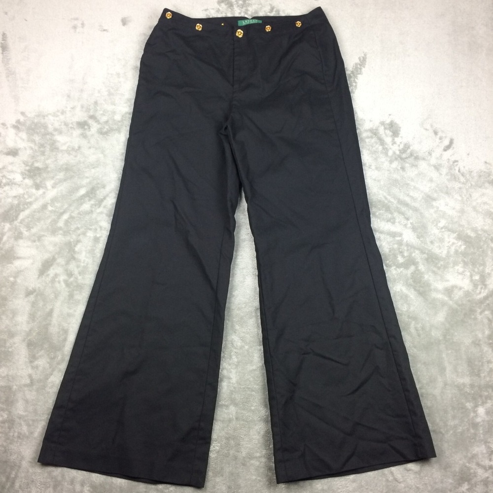 Ralph Lauren Pants Womens 8 Flare Leg Stretch Black‎ Cotton Blend Office Work